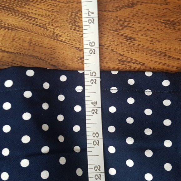 ModCloth Navy White Polka Dot Skirt With Faux Buttons/Belt and Pockets Size M - Picture 10 of 16